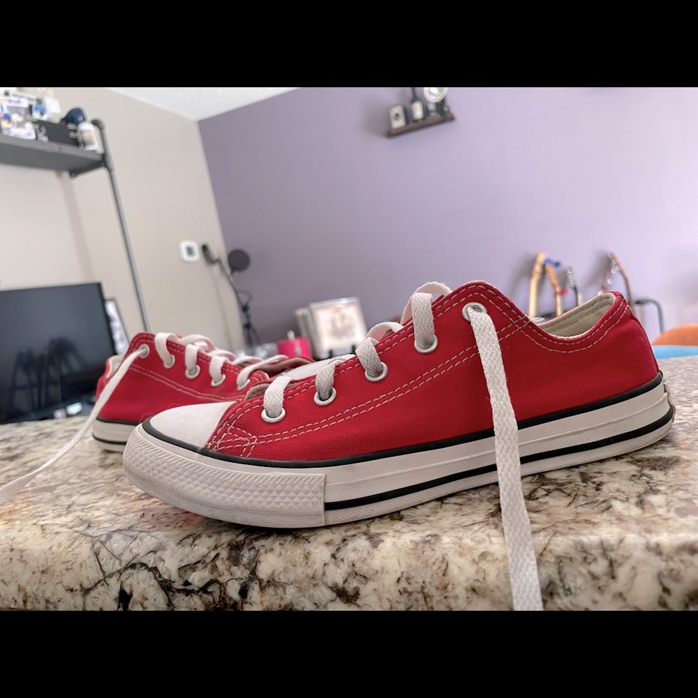 Red Converse sneakers. Girls Size 3. Great condition.